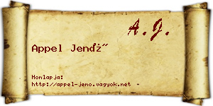 Appel Jenő névjegykártya
