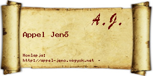 Appel Jenő névjegykártya